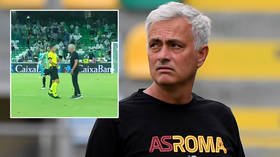 No Mour: New Roma boss Jose Mourinho SENT OFF as he invades the pitch during ill-tempered friendly loss to Real Betis (VIDEO)