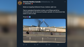 Australian environmental activists vandalize parliament and set fire to pram in climate protest