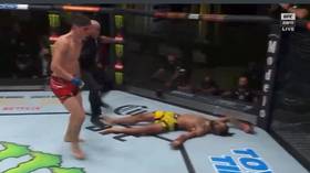 Chilean contender Bahamondes lands stunning, SPINNING WHEEL KICK KO to take home $50,000 bonus from UFC Vegas 34 (VIDEO)