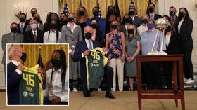US president Biden kneels in White House photos again with basketball team – but Black Votes Matter boss still isn’t happy (VIDEO)