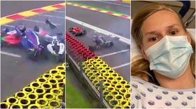 ‘I had an angel on my shoulder’: Racing ace escapes unharmed following brain scan after 6 female drivers suffer huge crash (VIDEO)