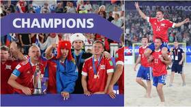Life’s a beach! Russian team crowned FIFA Beach Soccer World Cup kings for THIRD time after beating Japan in Moscow final