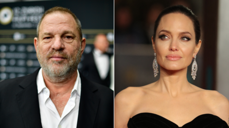 (L) Harvey Weinstein. © Getty Images / Alexander Koerner; (R) Angelina Jolie. © AFP / Daniel LEAL-OLIVAS