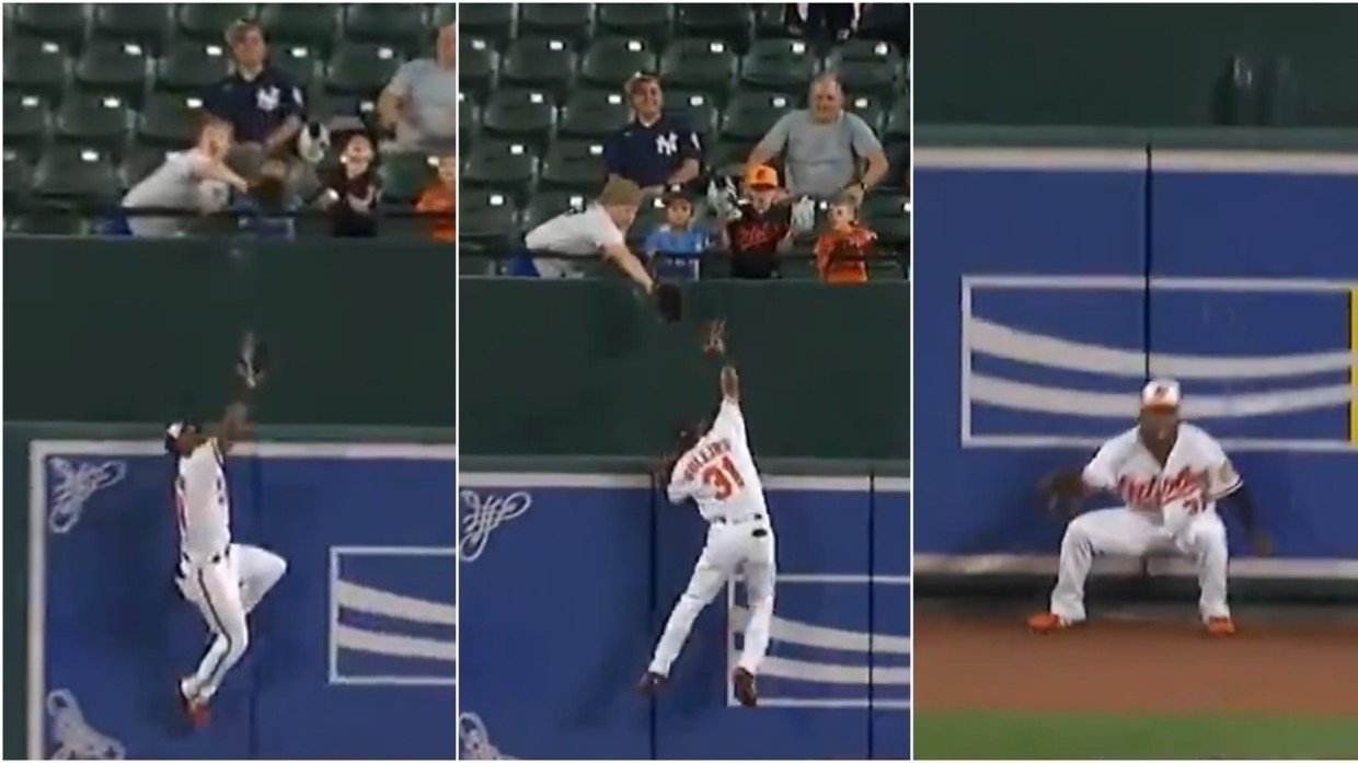 Cedric Mullins Makes Leaping Catch, Are you kidding us Cedric Mullins?!, By Baltimore Orioles