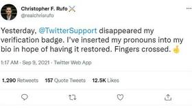 Crusader against critical race theory Christopher Rufo loses Twitter blue checkmark ‘after reporting on CRT in Big Tech’