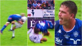 ‘Horrendous’: Brutal high tackle sees women’s star shown straight red card in fiery derby clash (VIDEO)