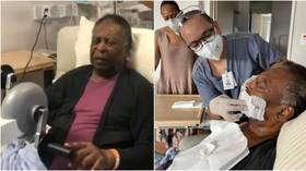Pele pedals on EXERCISE BIKE in hospital bed as 80-year-old icon attempts to reassure fans he’s fine after health scare (VIDEO)