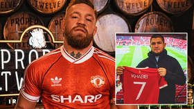 ‘Living rent-free in his head’: McGregor posts picture wearing Man Utd jersey – just hours after Khabib’s visit to Old Trafford