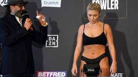 ‘I’m devastated’: Brit boxer Courtenay points to menstrual cycle causing weight miss as she is stripped of title (VIDEO)