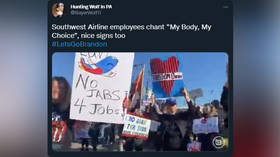Southwest Airlines workers protest against Covid-19 vaccine mandate outside firm’s HQ (VIDEOS)