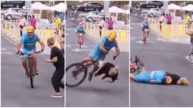 WATCH: Hapless fan takes out lead cyclist in brutal collision near finish line as ‘police investigate shocking incident’