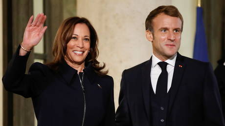 French President Emmanuel Macron meets with U.S. Vice President Kamala Harris at the Elysee Palace, in Paris, France, November 10, 2021. © Reuters / Gonzalo Fuentes