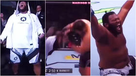 264lb heavyweight dances to ring, executes stunning wheelkick KO – then somersaults to celebrate 1st UFC win at age of 35 (VIDEO)