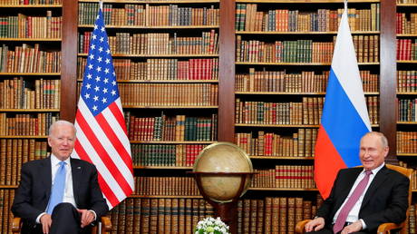 US President Joe Biden and Russia's President Vladimir Putin meet for the U.S.-Russia summit at Villa La Grange in Geneva, Switzerland, June 16, 2021