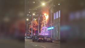 Christmas tree set ablaze just outside Fox News HQ (VIDEOS)