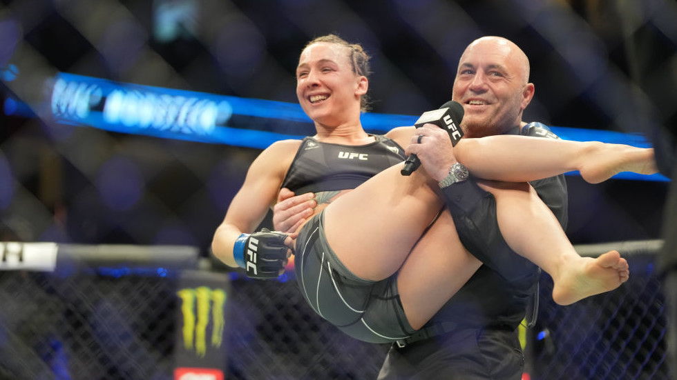 UFC fighter jumps into Rogan’s arms after quitting stripping for MMA