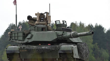 A US Army M1A2 Abrams tank during a military drill in Grafenwoehr, Germany, 2017. © Christof Stache/AFP