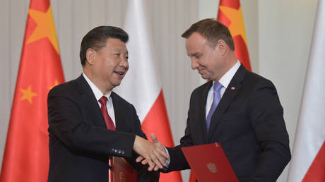 FILE PHOTO. Xi Jinping shakes hands with Andrzej Duda. ©Artur Widak / NurPhoto via Getty Images