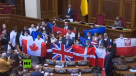 Ukrainian MPs fly US flag