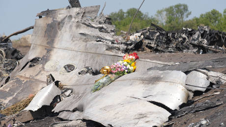 FLIE PHOTO. Flowers left at the crash site near of flight MH17 near Grabovo town in Donetsk region. ©Soner Kilinc / Anadolu Agency / Getty Images