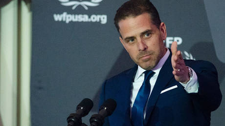 Hunter Biden is shown speaking at an April 2016 event in Washington.
