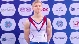 Russian gymnast adds ‘Z’ to vest on medal podium