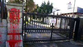 Man arrested after driving truck through Russian embassy gate