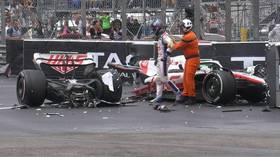 Horror crash snaps Schumacher F1 car in half (VIDEO)