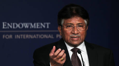 Former Pakistani President Pervez Musharraf speaks at an event in Washington, DC, 2011. © Alex Wong / Getty Images
