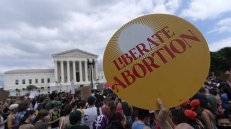Abortion-rights activists gather outside the Supreme Court in Washington, June 24, 2022