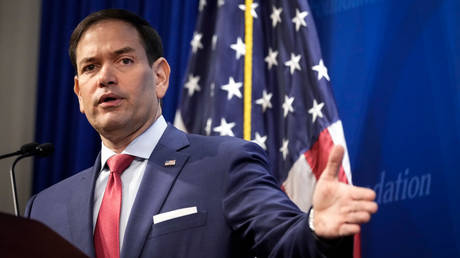 US Senator Marco Rubio (R-Florida) is shown speaking at a Heritage Foundation event last March in Washington.
