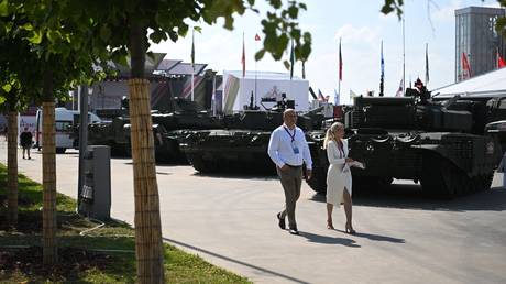 Participants are seen during the Army-2022 International Military-Technical Forum in Kubinka, Moscow region, Russia.