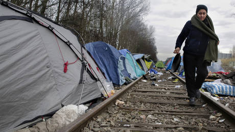 Migrant encampment in Calais, France