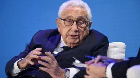 Former US Secretary of State Henry Kissinger speaks during an interview at the Bloomberg New Economy Forum in Singapore on November 6, 2018.