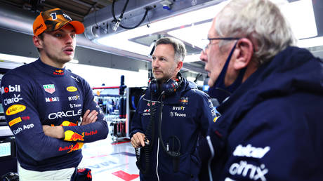 F1 world champion Max Verstappen and Red Bull chief Christian Horner.