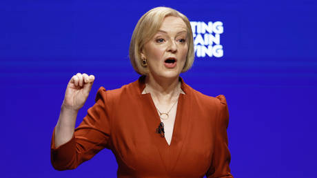 FILE PHOTO. Prime Minister Liz Truss speaks during the Conservative Party Conference.