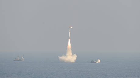 FILE PHOTO: K-15 Sagarika SLBM test launch