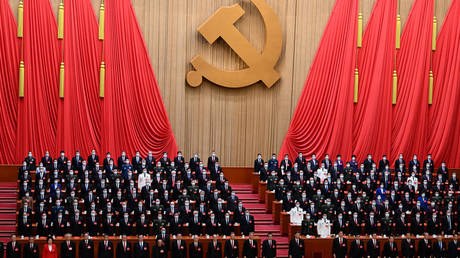 Delegates attend the closing ceremony of the 20th Chinese Communist Party's Congress in Beijing on October 22, 2022.