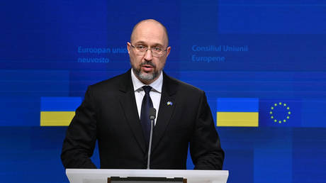 Ukrainian Prime Minister Denis Shmigal at an event in Brussels, Belgium, September 2022. © John Thys / AFP