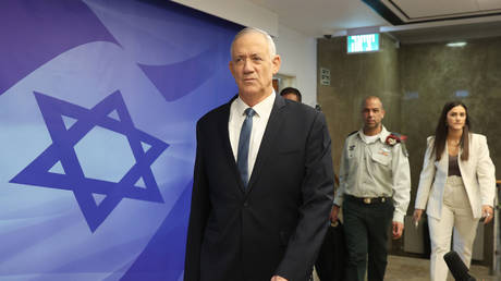 Israeli Defense Minister Benny Gantz attends a cabinet meeting at the prime minister's office in Jerusalem, October 23, 2022