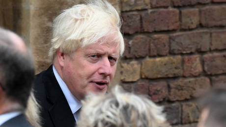 Former UK Prime Minister Boris Johnson leaves the Accession Council ceremony to proclaim the new King, at St James's Palace in London.