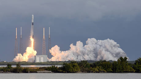 FILE PHOTO. A SpaceX Falcon 9 rocket lifts off with a payload including 10 Starlink satellites.