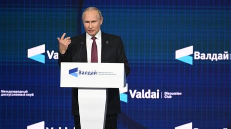 Russian President Vladimir Putin at the XIX Annual meeting of the Valdai International Discussion Club.