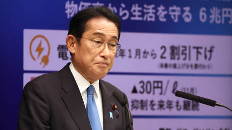 Japan's Prime Minister Fumio Kishida speaks at a press conference at his official residence in Tokyo on October 28, 2022, to announce a new economic stimulus package.