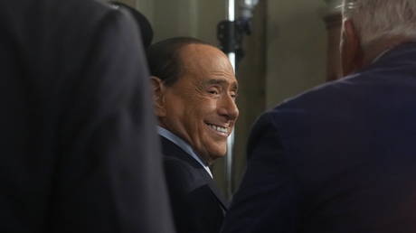 Forza Italia leader Silvio Berlusconi leaves the Quirinale Presidential Palace, Friday, Oct. 21, 2022.