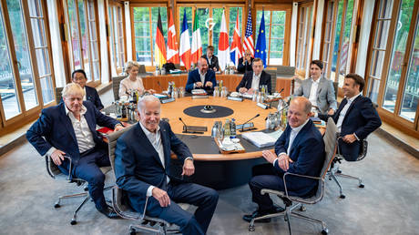 FILE PHOTO: President Joe Biden attends a working session with G7 leaders on shaping international cooperation on multilateral and digital order, Tuesday, June 28, 2022, at Schloss Elmau in Krn, Germany.