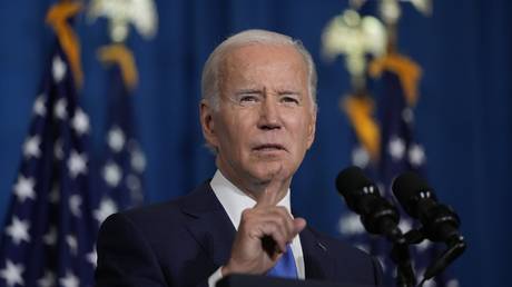 Joe Biden speaks ahead of the 2022 midterm elections at Union Station in Washington, DC, November 2, 2022