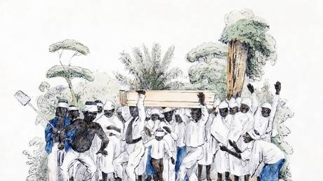 Suriname: 'Slave Funeral at a Plantation'. Theodore Bray (1818-1887), c.1850