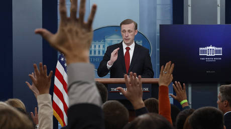 US National Security Advisor Jake Sullivan talks to reporters during the daily news conference at the White House on September 30, 2022 in Washington, DC.