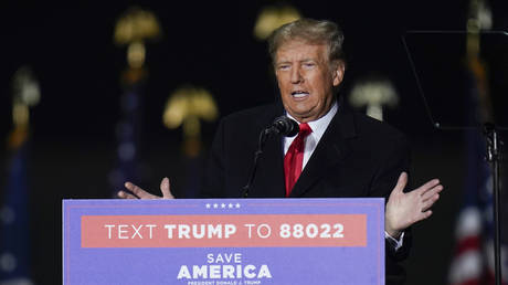 Former President Donald Trump speaks at a campaign rally in support of Ohio Senate candidate JD Vance in Vandalia, Ohio, November 7, 2022